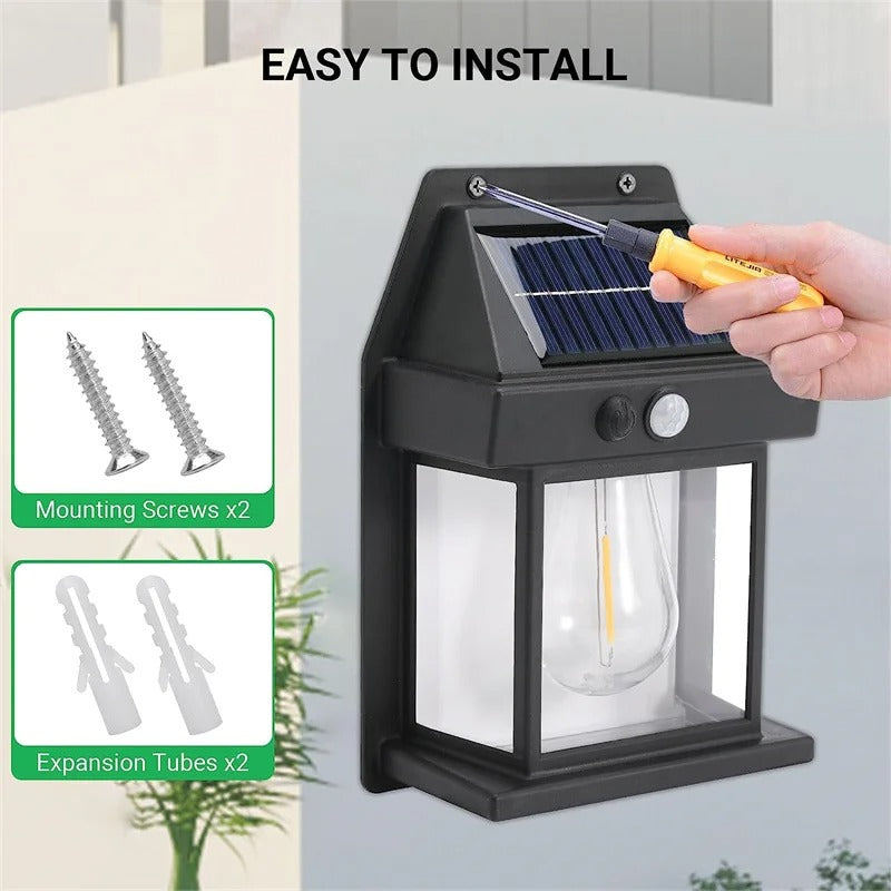 Tungsten Solar Powered Motion Sensor Wall Lamp