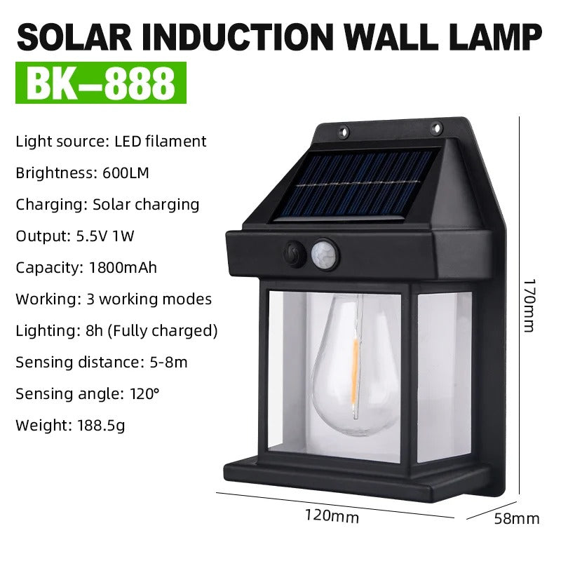 Tungsten Solar Powered Motion Sensor Wall Lamp