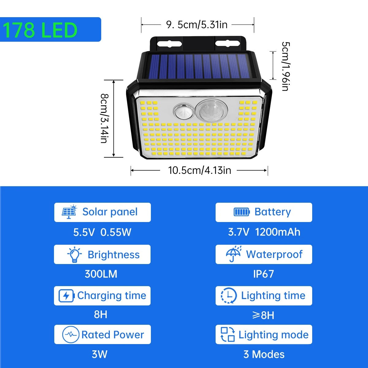 178 LED Solar Powered Motion Sensor Light